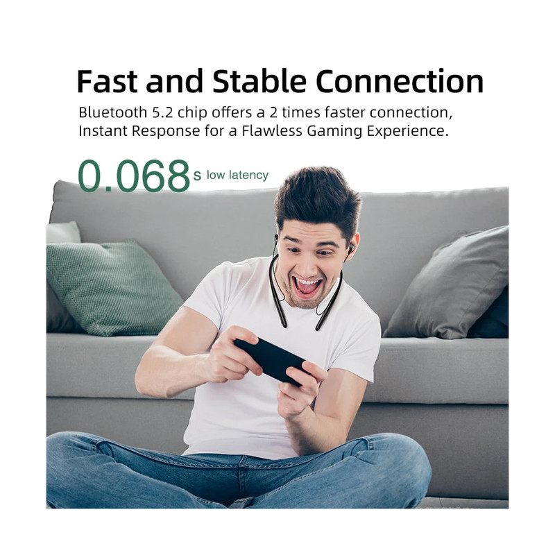 هدفون بلوتوثی گردنی QCY مدل C2 با قابلیت حذف نویز محیطی ENC، درگاه شارژ USB Type-C، با قابلیت شارژ سریع، مقاوم در برا...
