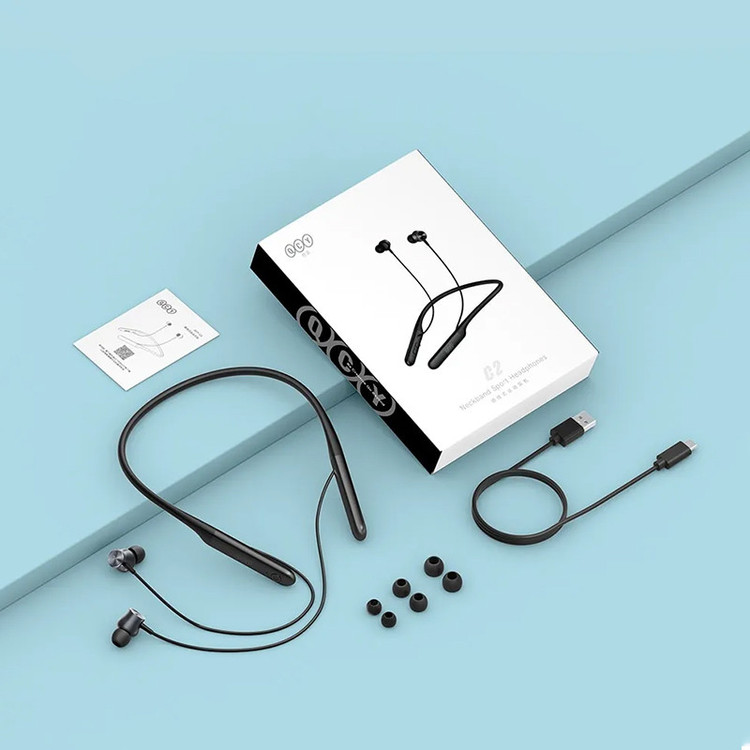 هدفون بلوتوثی گردنی QCY مدل C2 با قابلیت حذف نویز محیطی ENC، درگاه شارژ USB Type-C، با قابلیت شارژ سریع، مقاوم در برا...