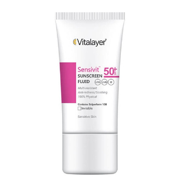 فلوئید ضد آفتاب بیرنگ ویتالیر، spf 50، مدل 0128، مناسب پوست های حساس با حجم 50 میلیلیتر، ضد حساسیت، محافظتکننده در بر...