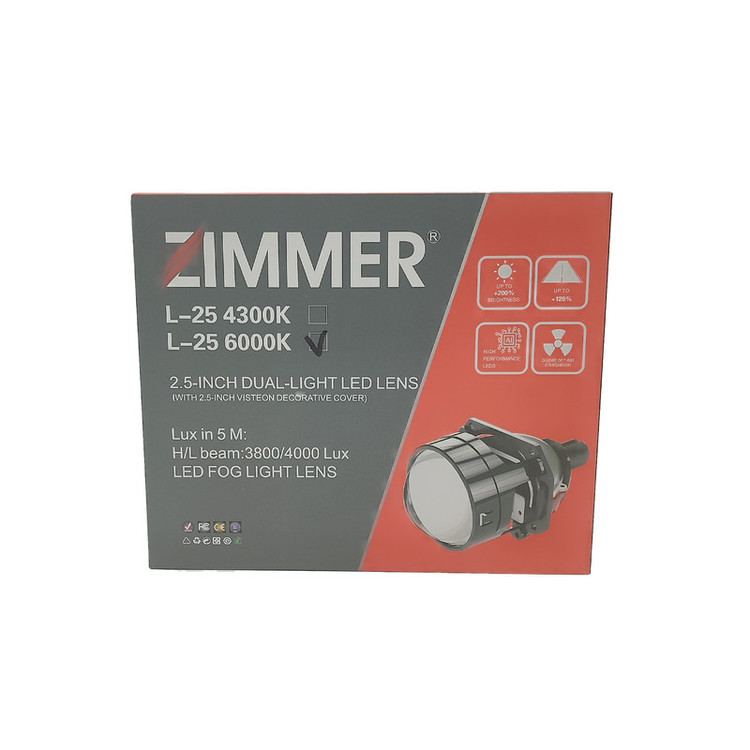 لنز چراغ خودرو دو حالته زیمر مدل L25-6000K BI-LED بسته دو عددی