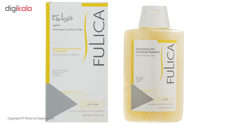 شامپو تقویتکننده مو فولیکا مخصوص موهای خشک و آسیبدیده، حجم 200 میلیلیتر مدل Nourishing And Hydrating، حاوی کراتین و ت...