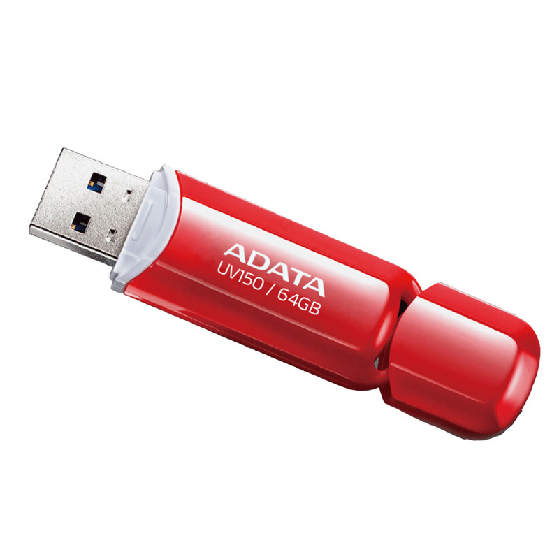 فلش مموری ای دیتا مدل UV150 ظرفیت 64 گیگابایت، رابط USB 3.2 Gen1، سرعت خواندن 90 مگابایت بر ثانیه، طراحی درپوشدار، سا...