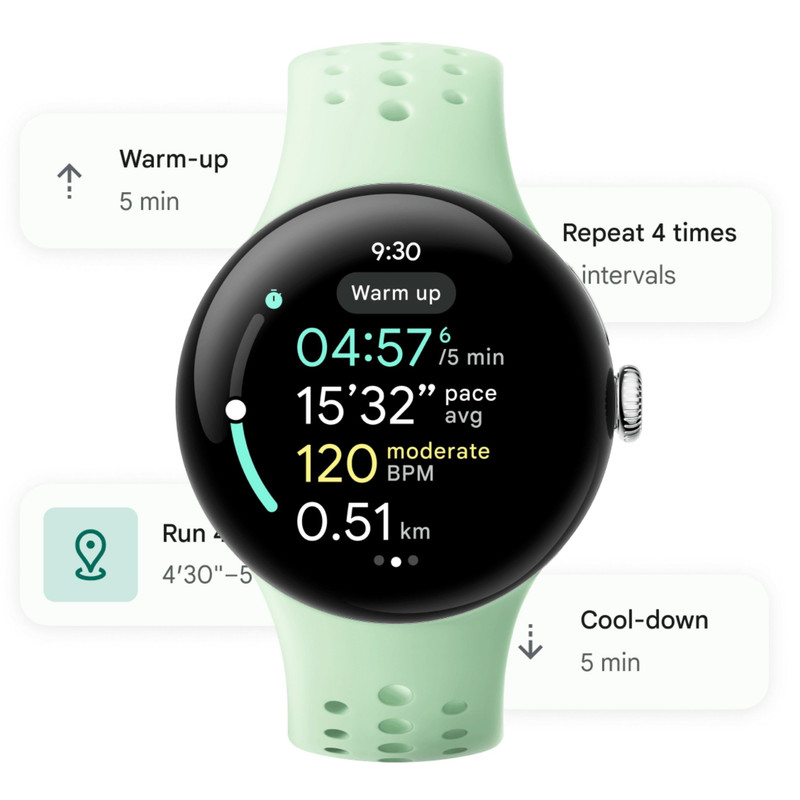 ساعت هوشمند 45 میلیمتری گوگل مدل Pixel Watch 3 با بند سیلیکونی
