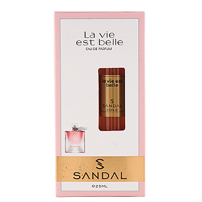 عطر جیبی زنانه صندل مدل La Vie est belle حجم 25 میلی لیتر