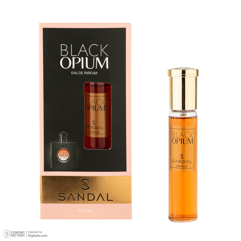 عطر جیبی زنانه صندل مدل بلک اوپیوم با رایحه گرم و شیرین حجم 25 میلیلیتر