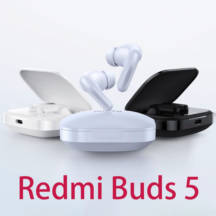 هدفون بلوتوثی شیائومی مدل Redmi Buds 5 با نویز کنسلینگ فعال ANC، درگاه شارژ USB Type-C، دارای نشانگر روی محفظه شارژ