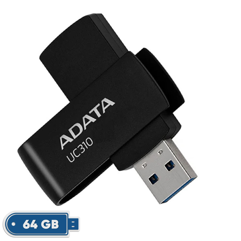 فلش مموری ای دیتا مدل UC310 ظرفیت 64 گیگابایت با رابط USB 3.2 Gen1، طراحی چرخشی، سازگار با ویندوز، مک، لینوکس، بدون ن...