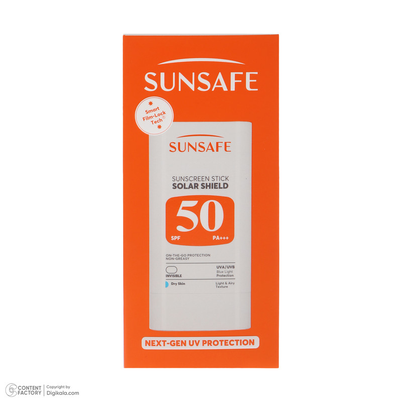 استیک ضد آفتاب بیرنگ صورت و بدن سان سیف SPF 50 مدل Solar Shield محافظ در برابر اشعه UVA و UVB مناسب برای پوست خشک حجم...