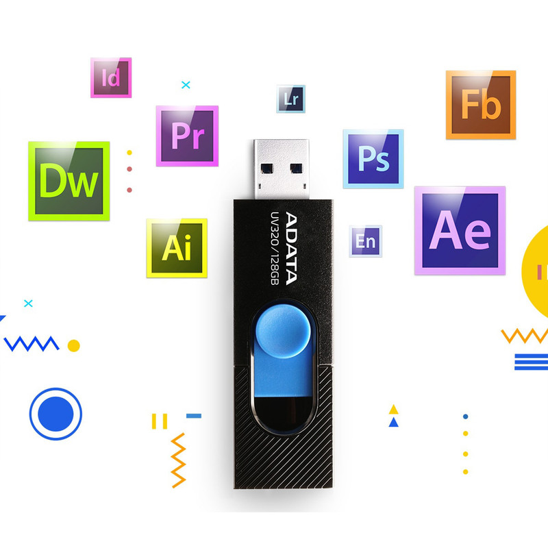 فلشمموری کشویی ای دیتا مدل UV320 ظرفیت 64 گیگابایت با رابط USB 3.2 Gen1 سرعت انتقال تا 10 گیگابیت بر ثانیه و سازگار ب...