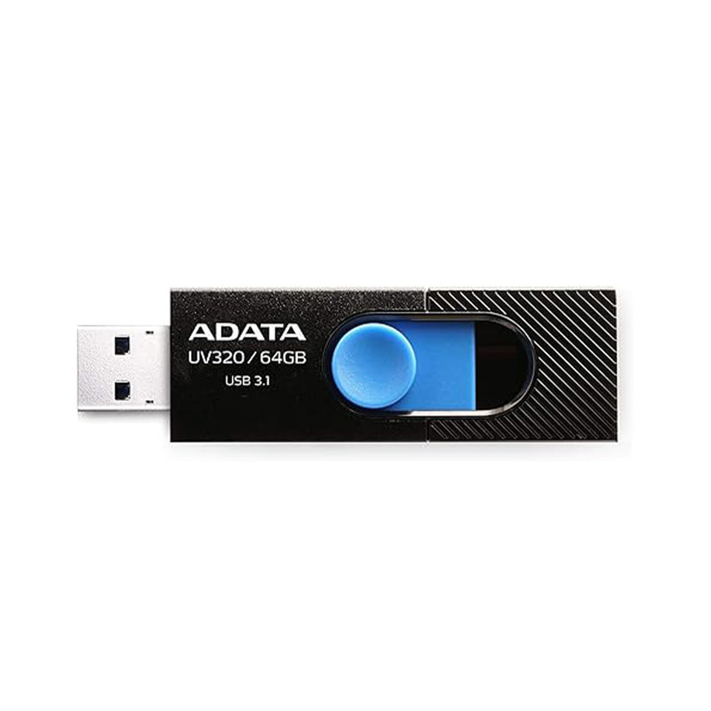 فلشمموری کشویی ای دیتا مدل UV320 ظرفیت 64 گیگابایت با رابط USB 3.2 Gen1 سرعت انتقال تا 10 گیگابیت بر ثانیه و سازگار ب...