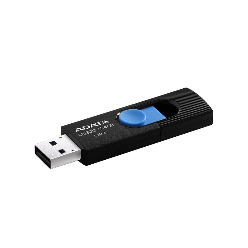 فلشمموری کشویی ای دیتا مدل UV320 ظرفیت 64 گیگابایت با رابط USB 3.2 Gen1 سرعت انتقال تا 10 گیگابیت بر ثانیه و سازگار ب...