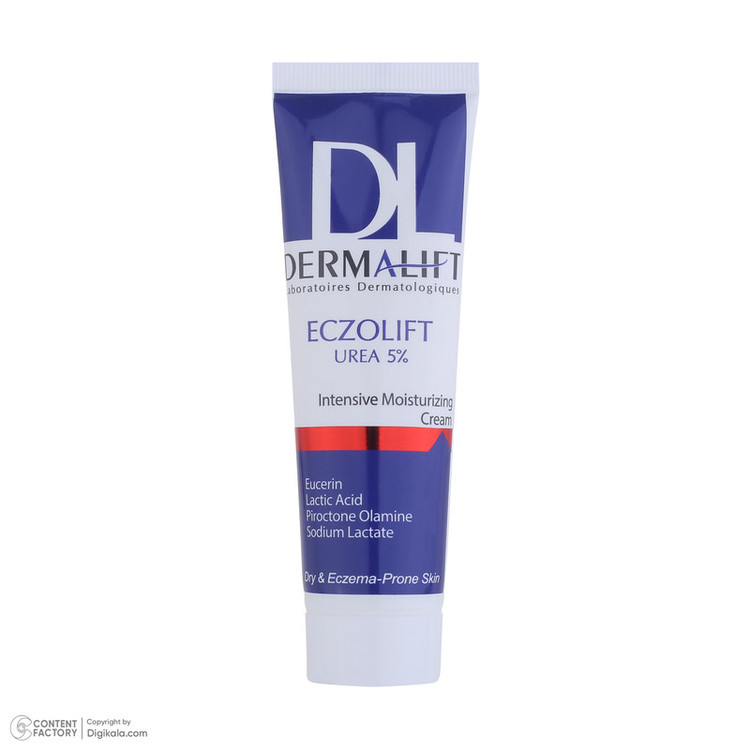 کرم مرطوب کننده صورت درمالیفت مدل ECZOLIFT UREA 5 مناسب پوستهای خشک حجم 50 میلی لیتر