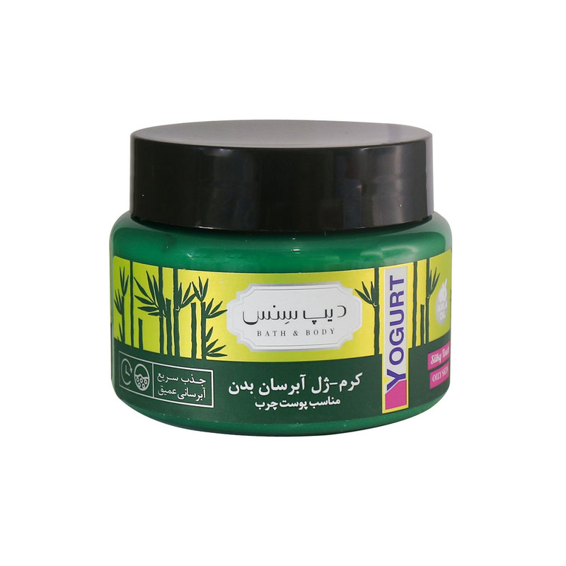 کرم ژل بدن دیپ سنس مدل درخت چای و بامبو حجم 250 میلیلیتر بافت سبک، جذب سریع، آبرسان و مرطوبکننده قوی، حاوی هیالورونیک...