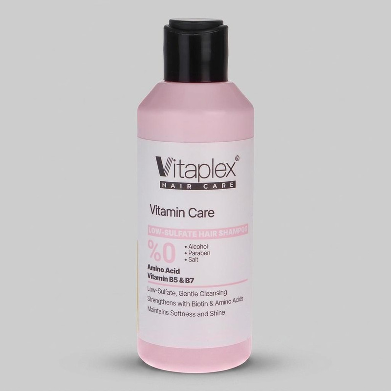 شامپو تقویت کننده مو ویتاپلکس مدل VITAMIN CARE حجم 200 میلیلیتر، مناسب انواع مو، بدون الکل، مرطوبکننده، ترمیمکننده، ل...