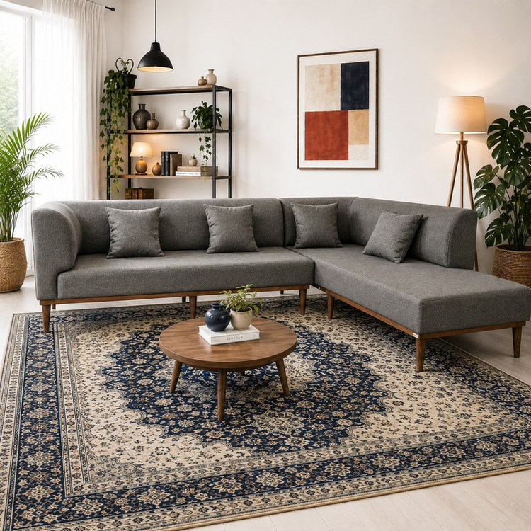 مبل ال 6 نفره گالری چوب آشنایی مدل Nest-Gh-L ست 2 تکه به همراه 4 کوسن