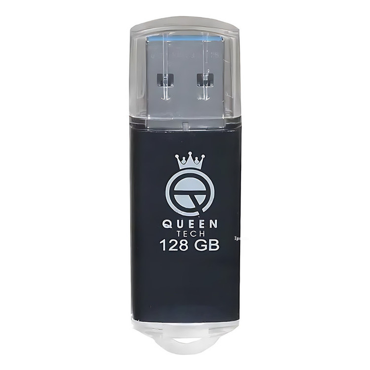 فلش مموری کوئین تک مدل QUICK ظرفیت 128 گیگابایت با رابط USB 2.0 و درپوش محافظ، سازگار با ویندوز، مک، تلویزیون، تبلت و...