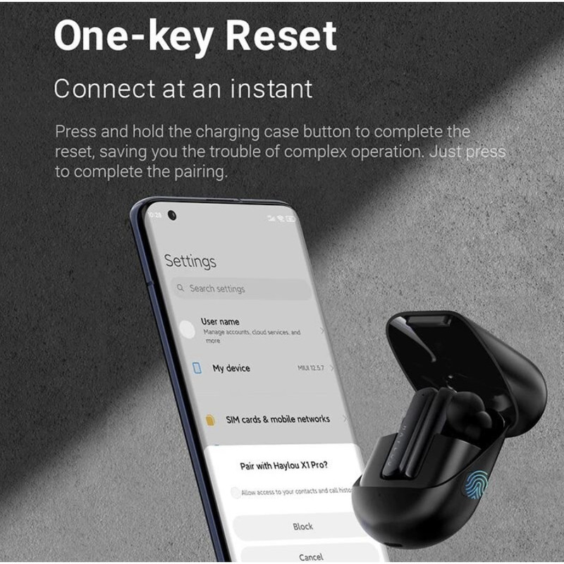 هدفون بلوتوثی هایلو مدل X1 Pro با نویز کنسلینگ فعال ANC، درگاه شارژ USB Type-C، دارای سه میکروفون در هر ایرباد، مقاوم...