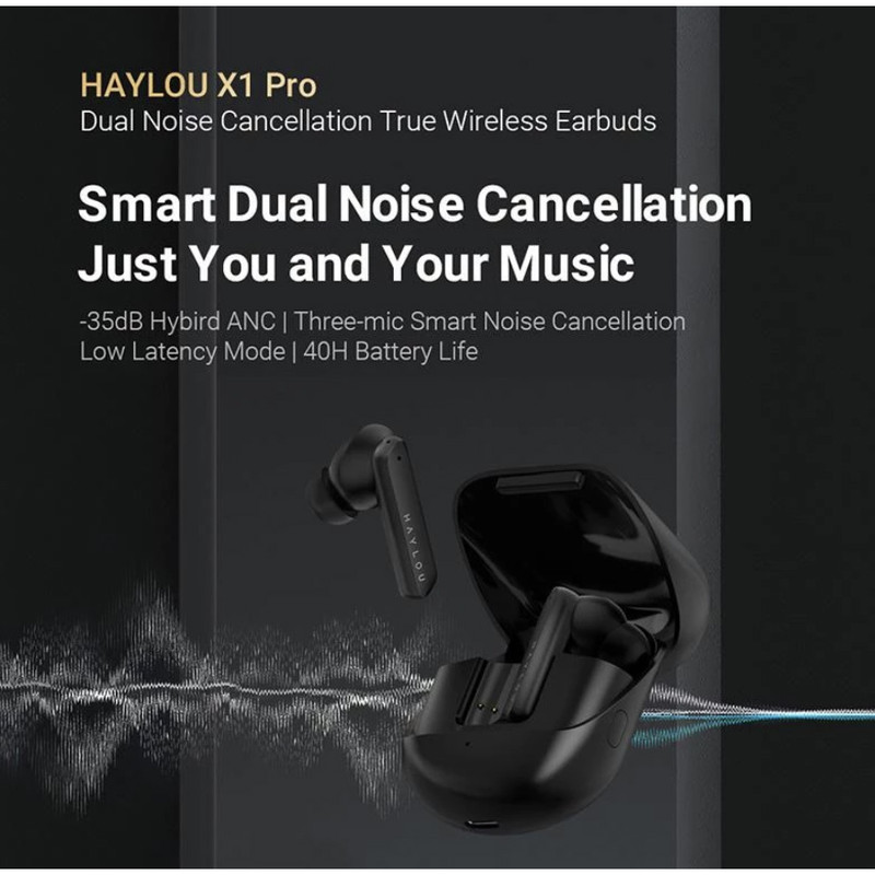 هدفون بلوتوثی هایلو مدل X1 Pro با نویز کنسلینگ فعال ANC، درگاه شارژ USB Type-C، دارای سه میکروفون در هر ایرباد، مقاوم...