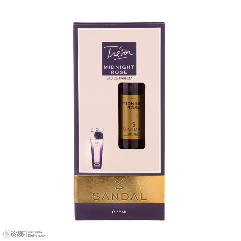 عطر جیبی زنانه صندل مدل Lancome Midnight rose با رایحه شیرین و گرم حجم 25 میلیلیتر