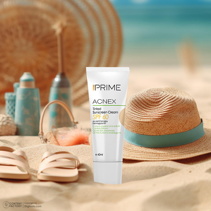 کرم ضدآفتاب رنگی پرایم مدل Acnex SPF60، مناسب پوستهای چرب، حجم 40 میلیلیتر مدل 1