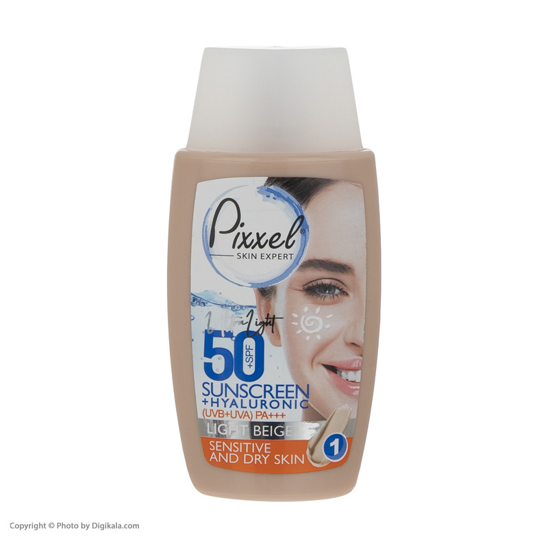 کرم ضدآفتاب رنگی پیکسل SPF50 مدل LIGHT BEIGE، مناسب پوستهای حساس و خشک، حجم 50 میلیلیتر