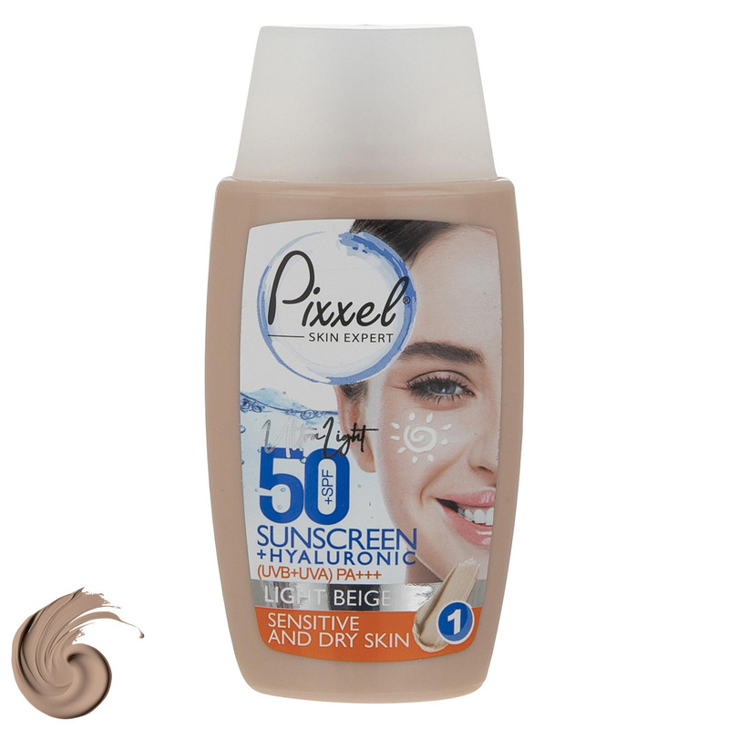 کرم ضدآفتاب رنگی پیکسل SPF50 مدل LIGHT BEIGE، مناسب پوستهای حساس و خشک، حجم 50 میلیلیتر