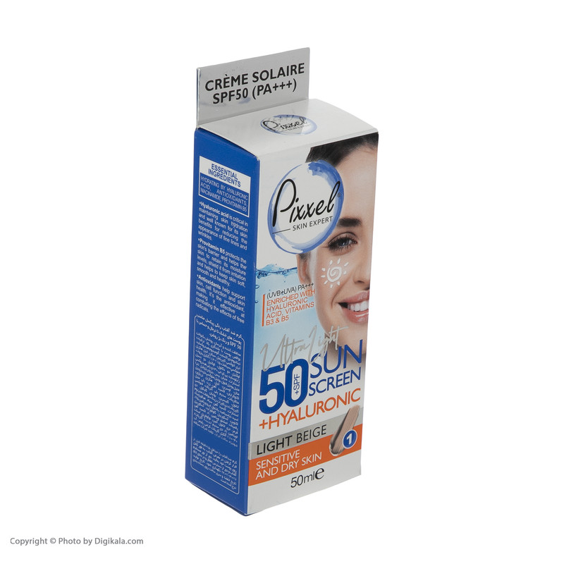 کرم ضدآفتاب رنگی پیکسل SPF50 مدل LIGHT BEIGE، مناسب پوستهای حساس و خشک، حجم 50 میلیلیتر