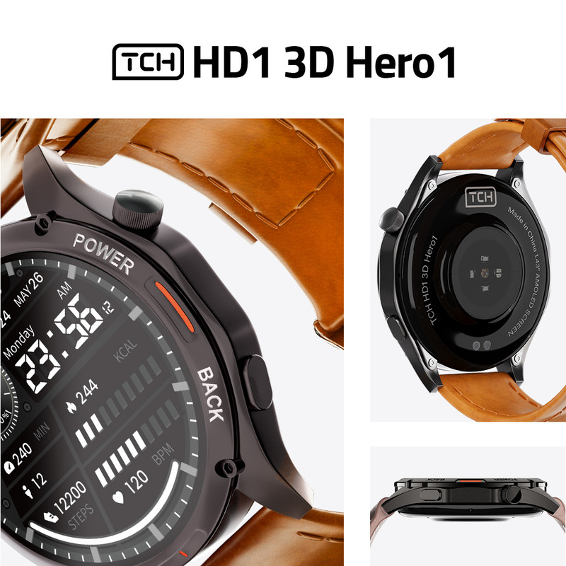ساعت هوشمند تی سی اچ مدل TCH HD1 3D Hero1 دارای قابلیت های کنترل موسیقی Music Player، قابلیت مکالمه از طریق بلوتوث، پ...