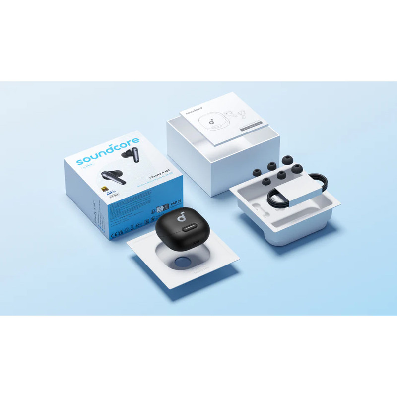 هدفون بلوتوثی انکر مدل Soundcore Liberty 4 NC با نویز کنسلینگ فعال ANC، درگاه شارژ USB Type-C، پشتیبانی از فرمان لمسی...