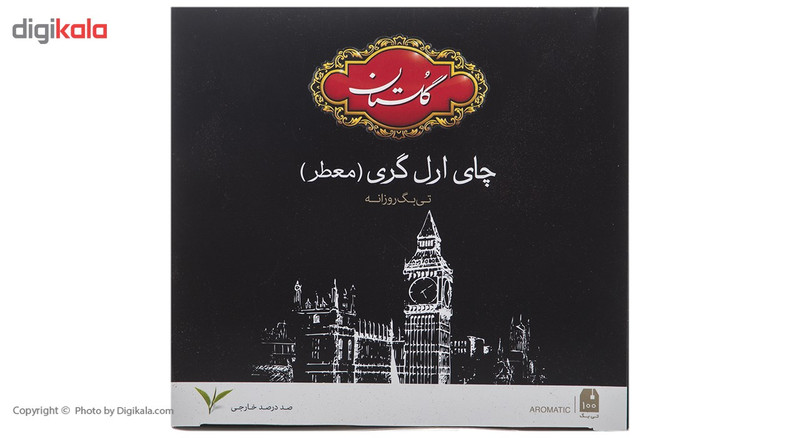 چای سیاه کیسه ای گلستان مدل ارل گری بسته 100 عددی
