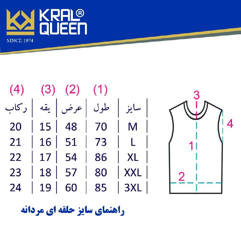 زیرپوش بدون آستین یقه گرد مردانه کرال کوئین مدل سوپر پنبه کد 32 مجموعه 3 عددی