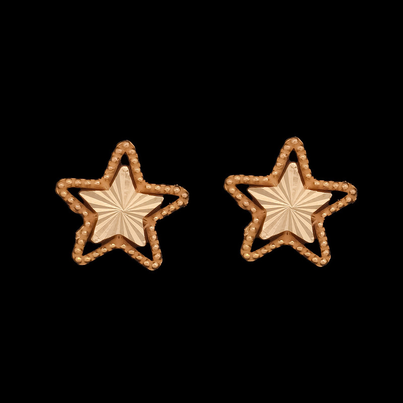 گوشواره میخی طلا 18 عیار زنانه ناریا مدل Star تراش کد AB2828