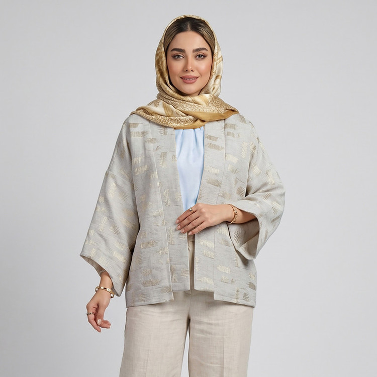 مانتو زنانه الیاف نخی آیتک طرح انتزاعی مدل 16126