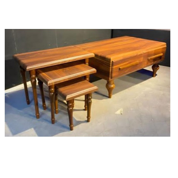 میز پذیرایی مستطیل با پایه پلاستیک و صفحه MDF گالری چوب آشنایی مدل 107-2kesh مجموعه 4 عددی