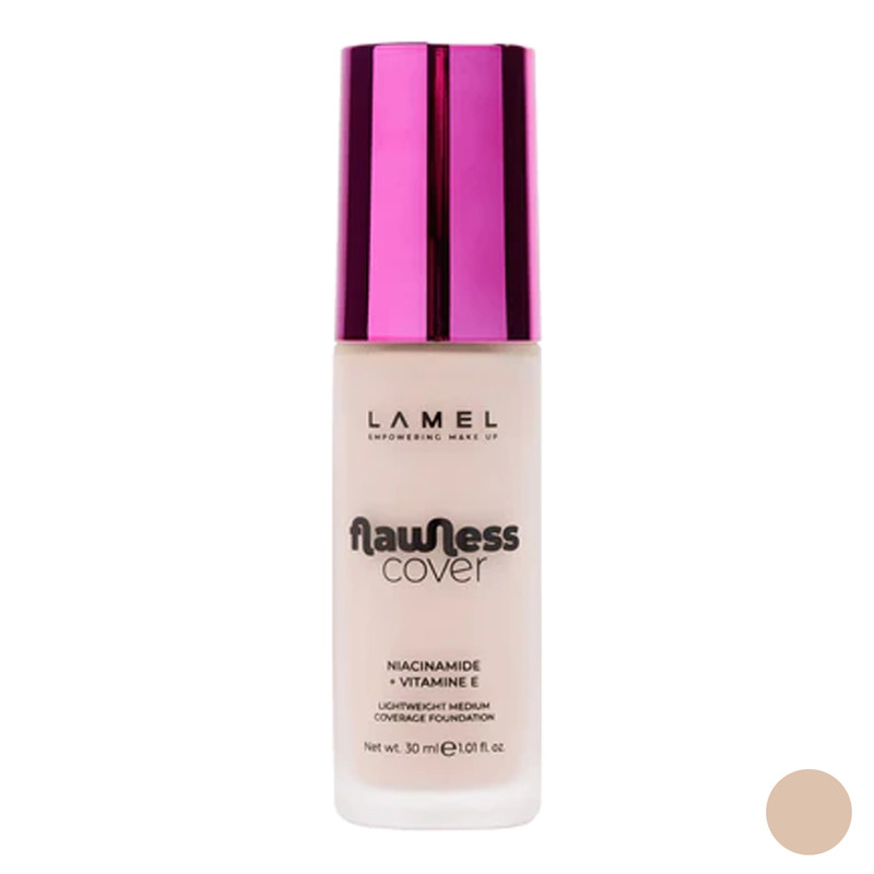 کرم پودر مایع لامل مدل Flawless Cover شماره 03 مناسب برای انواع پوست حجم 30 میلیلیتر