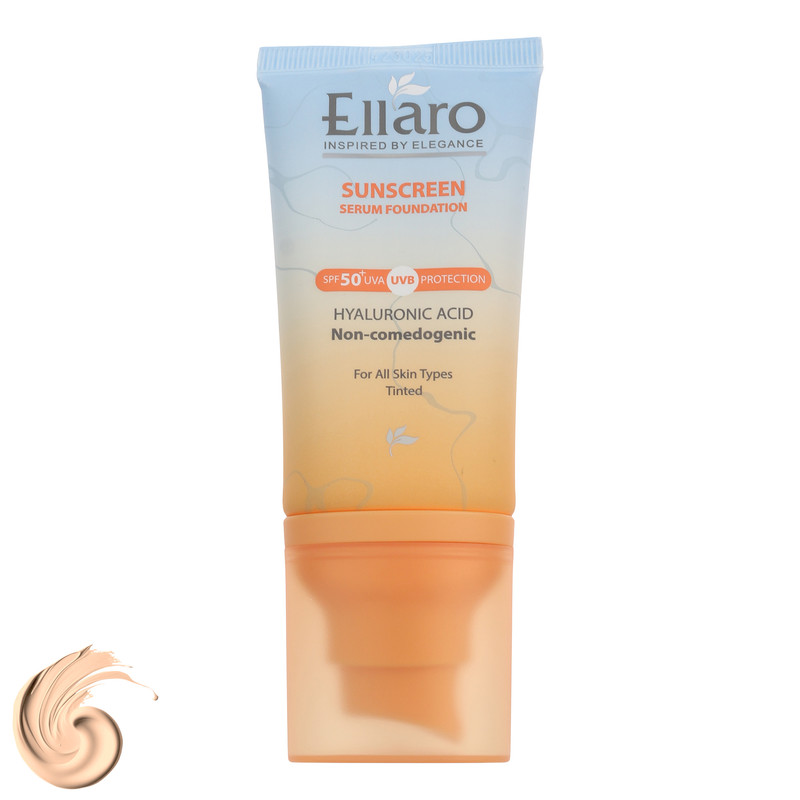 سرم ضد آفتاب رنگی tinted صورت الارو SPF 50 مدل Hyaluronic acid محافظ در برابر اشعه UVA و UVB مناسب برای انواع پوست ح...