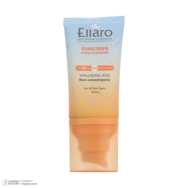 سرم ضد آفتاب رنگی tinted صورت الارو SPF 50 مدل Hyaluronic acid محافظ در برابر اشعه UVA و UVB مناسب برای انواع پوست ح...
