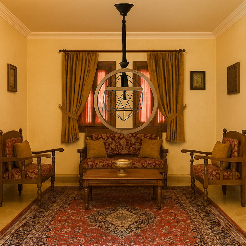 چراغ آویز تک شعله شاهان تک مدل WOOD 6