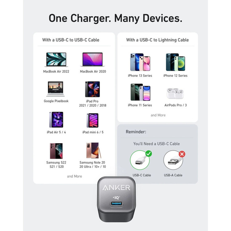 شارژر دیواری 30 وات انکر مدل 3 A2147 511 Nano