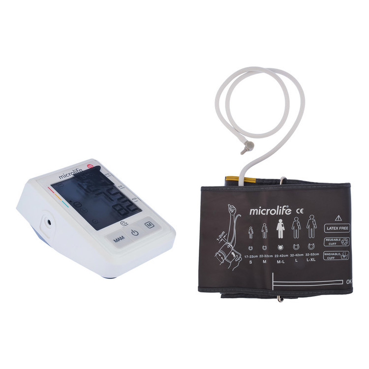 فشارسنج بازویی دیجیتال مایکرولایف مدل BP-B3 با حافظه ذخیره نتایج، مناسب بازو 22 تا 42 سانتیمتر، منبع تغذیه باتری و هم...
