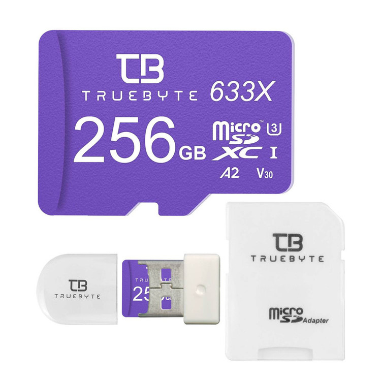 کارت حافظه microSDXC تروبایت مدل A2-V30-633X کلاس 10 استاندارد UHS-I U3 سرعت 95MBps ظرفیت 256 گیگابایت به همراه آداپت...