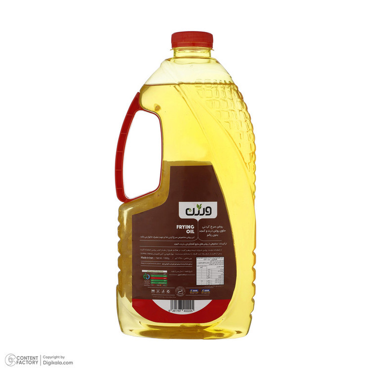 روغن مایع سرخ کردنی حاوی روغن آفتابگردان کنجد و ذرت بدون پالم ورژن - 1500 میلی لیتر