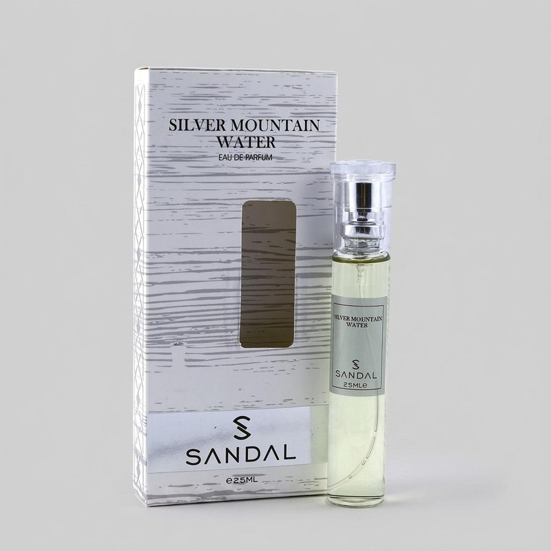 عطر جیبی مردانه صندل مدل Silver Mountain Water حجم 25 میلیلیتر