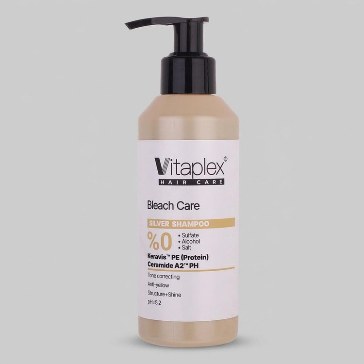 شامپو تثبیت کننده رنگ مو ویتاپلکس مدل Bleach Care 01 با حجم 200 میلیلیتر، مناسب موهای رنگ شده و آسیب دیده، ضد زردی، ب...