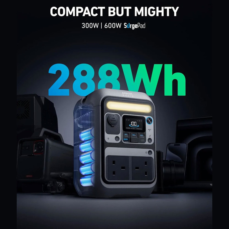 پاور استیشن 300 وات انکر مدل SOLIX C300 A1722 AC Plug ظرفیت 90000 میلیآمپرساعت معادل 288 وات ساعت