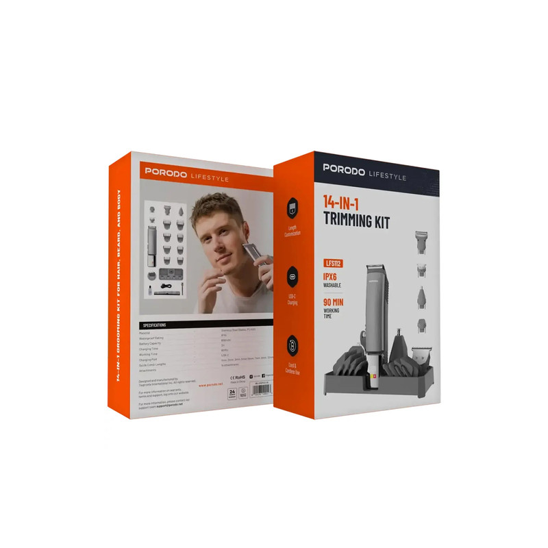 ماشین اصلاح موی سر و صورت پرودو مدل PD-LFST112-SL با تیغه استیل ضد زنگ، باتری لیتیوم یون 600 میلیآمپر ساعت، طراحی ارگ...