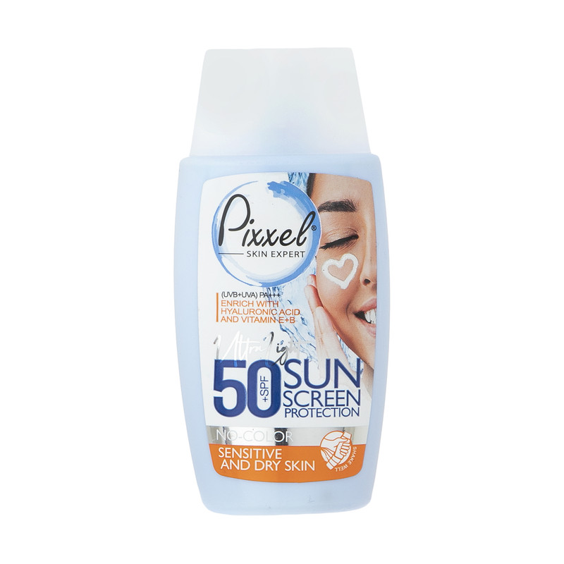 کرم ضدآفتاب بیرنگ پیکسل SPF50 مدل Sensitive، مناسب پوستهای خشک و حساس، حجم 50 میلیلیتر