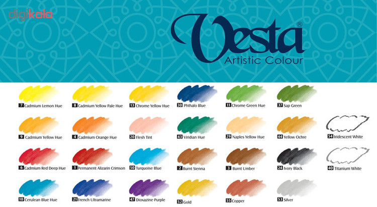 رنگ اکریلیک وستا مدل 50 Turquoise Blue حجم 75 میلی لیتر