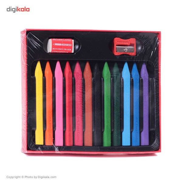 مداد شمعی 12 رنگ فابر کاستل مدل Grip Erasable
