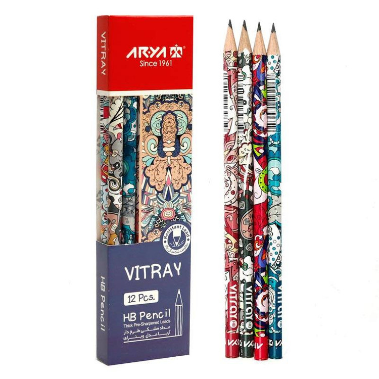 مداد مشکی آریا مدل VITRAY کد A6 بسته 12 عددی SCZ